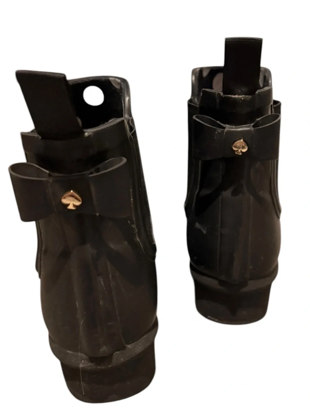 kate spade Black Chelsea Rain Boots with polka dot interior